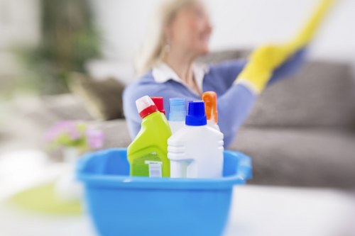 Commercial steam carpet cleaning in a busy office space